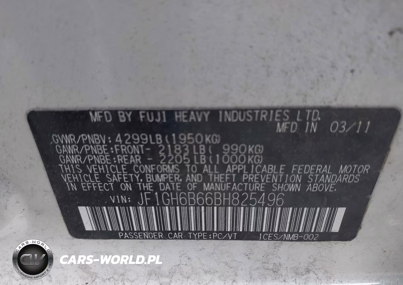 2011 Subaru Impreza 2.5I Premium VIN:JF1GH6B66BH825496 - 9