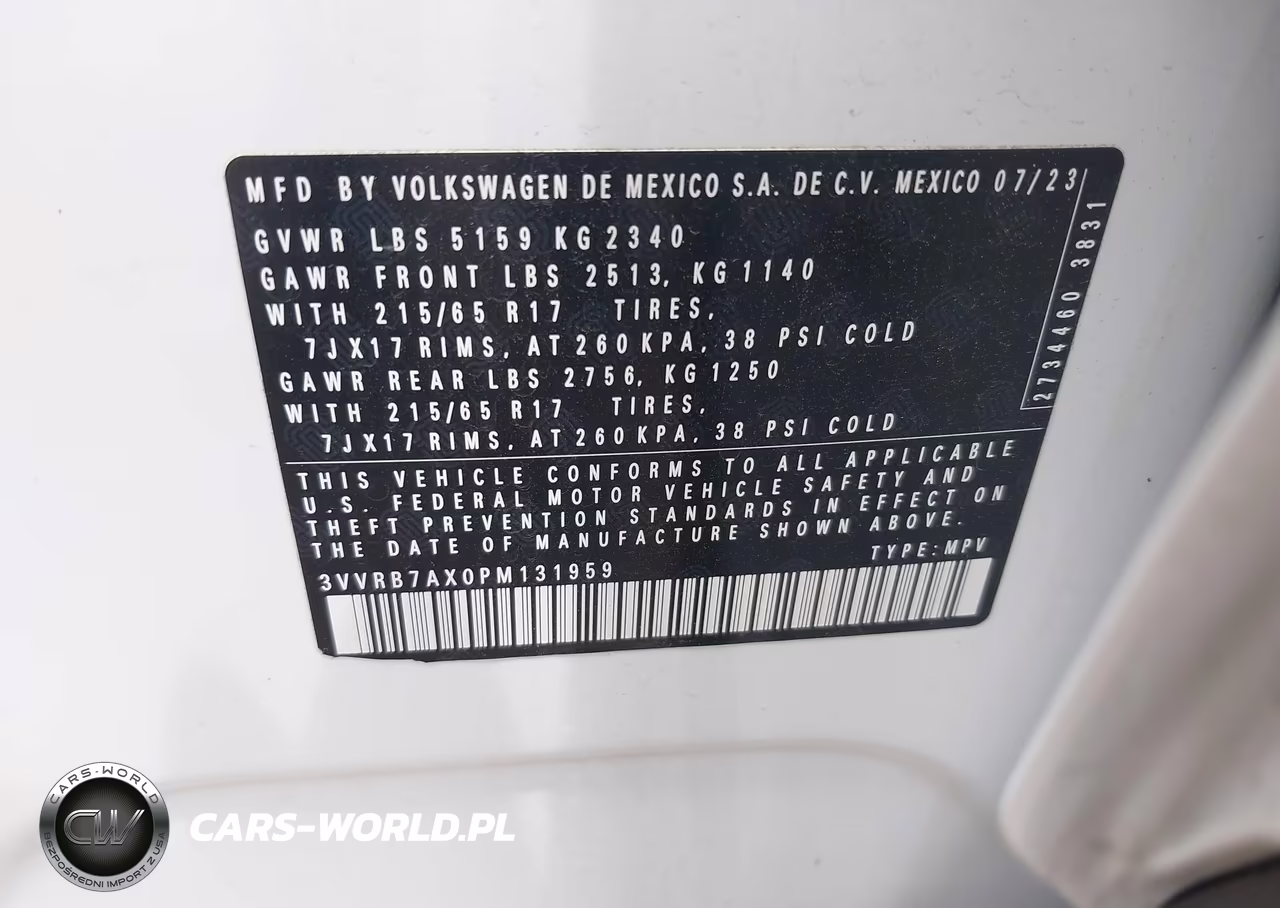 2023 Volkswagen Tiguan 2.0T S VIN:3VVRB7AX0PM131959 - 9