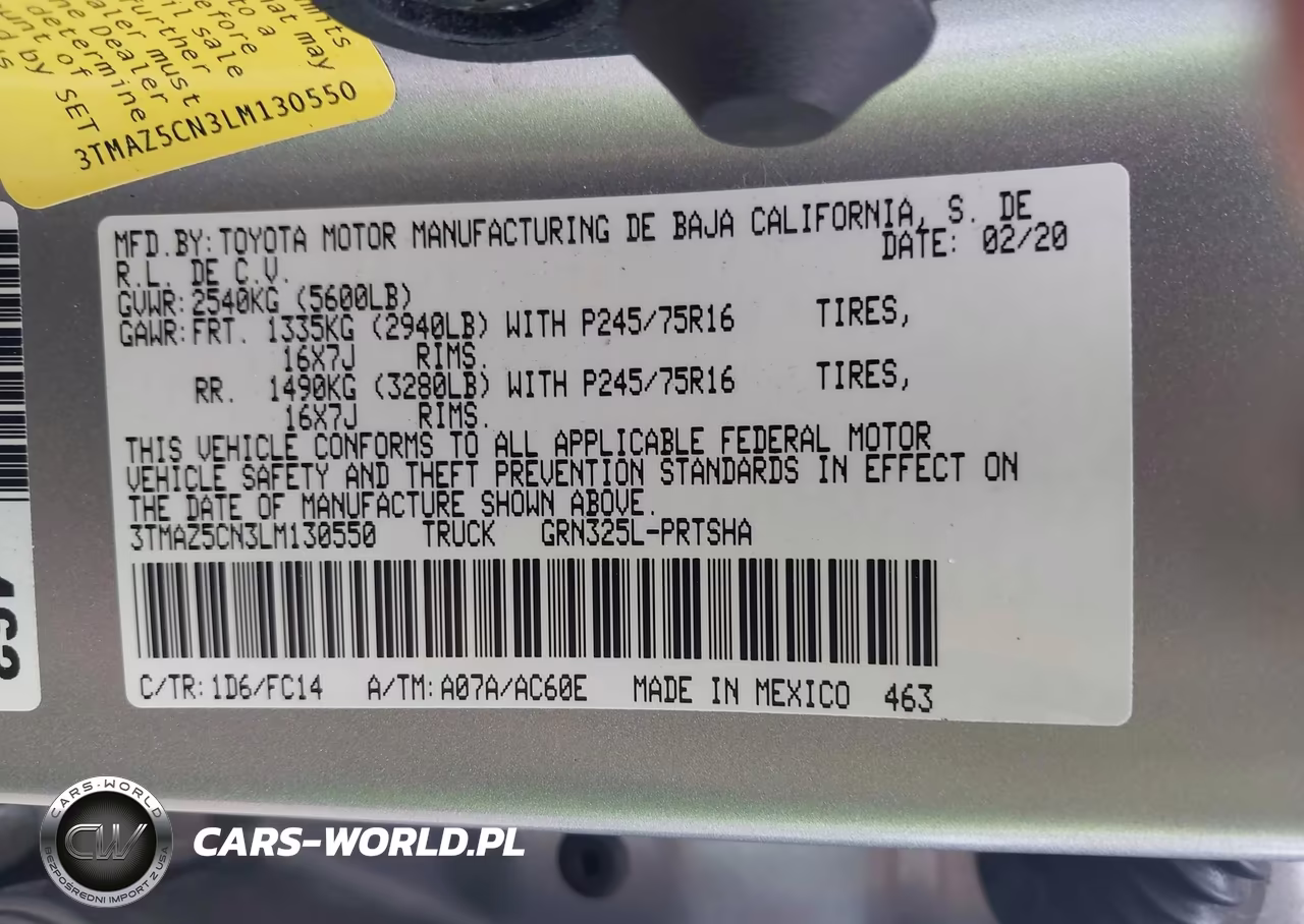 2020 Toyota Tacoma Sr5 V6 VIN:3TMAZ5CN3LM130550 - 9