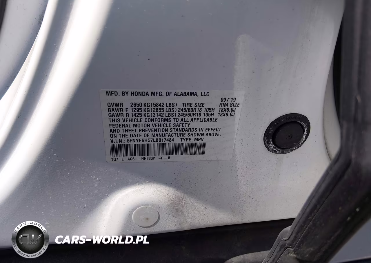 2020 Honda Pilot Awd Ex-L VIN:5FNYF6H57LB017484 - 9
