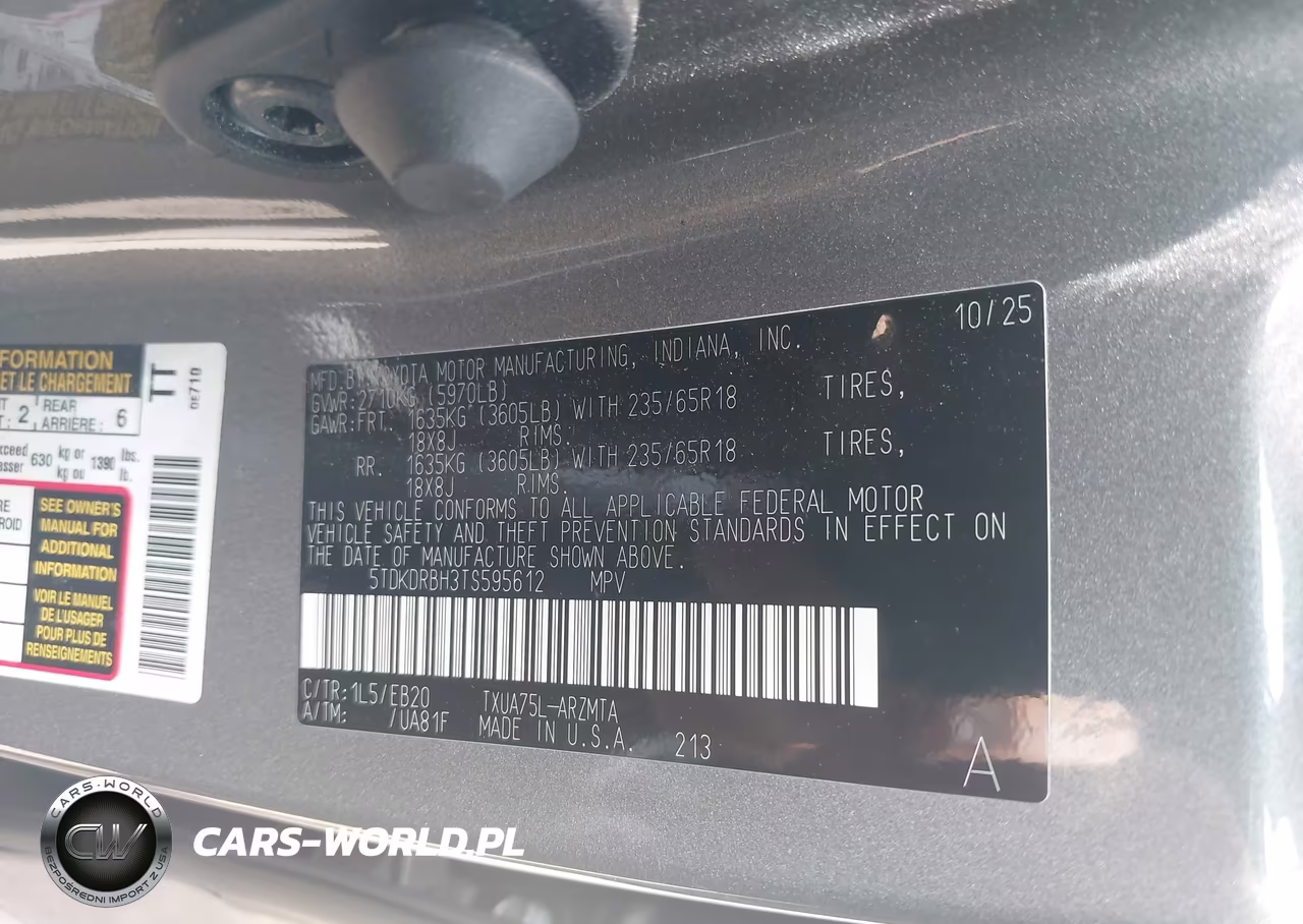 2026 Toyota Highlander Xle VIN:5TDKDRBH3TS595612 - 9