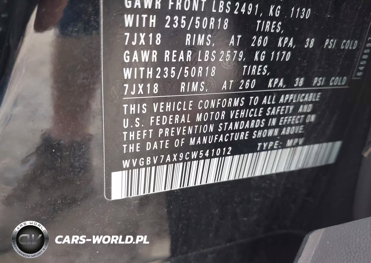2012 Volkswagen Tiguan Se VIN:WVGBV7AX9CW541012 - 9