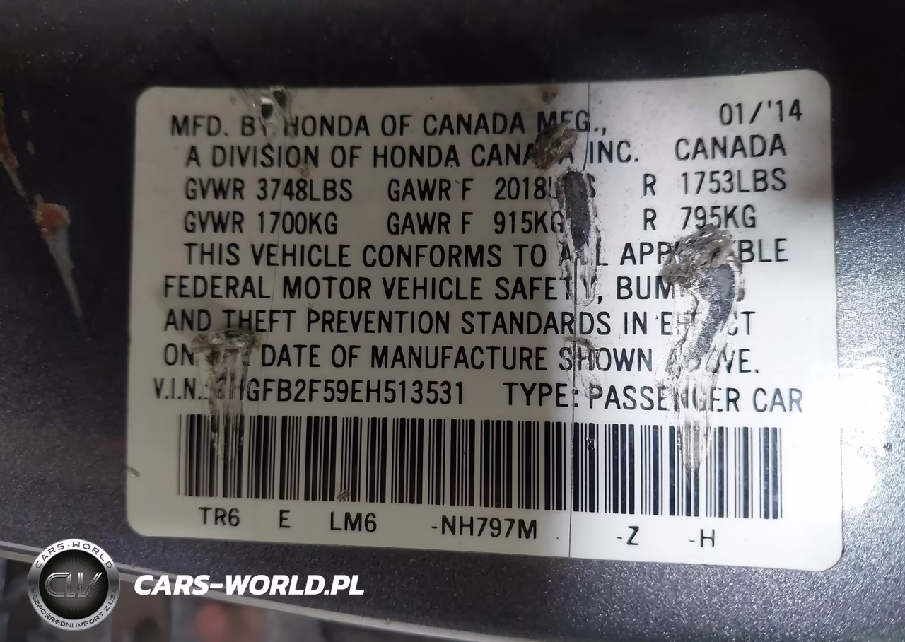 2014 Honda Civic Lx VIN:2HGFB2F59EH513531 - 9