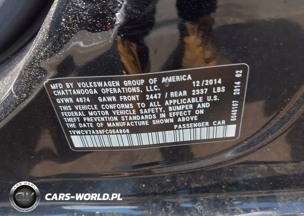 2015 Volkswagen Passat 2.0L Tdi Sel Premium VIN:1VWCV7A39FC054806 - 9