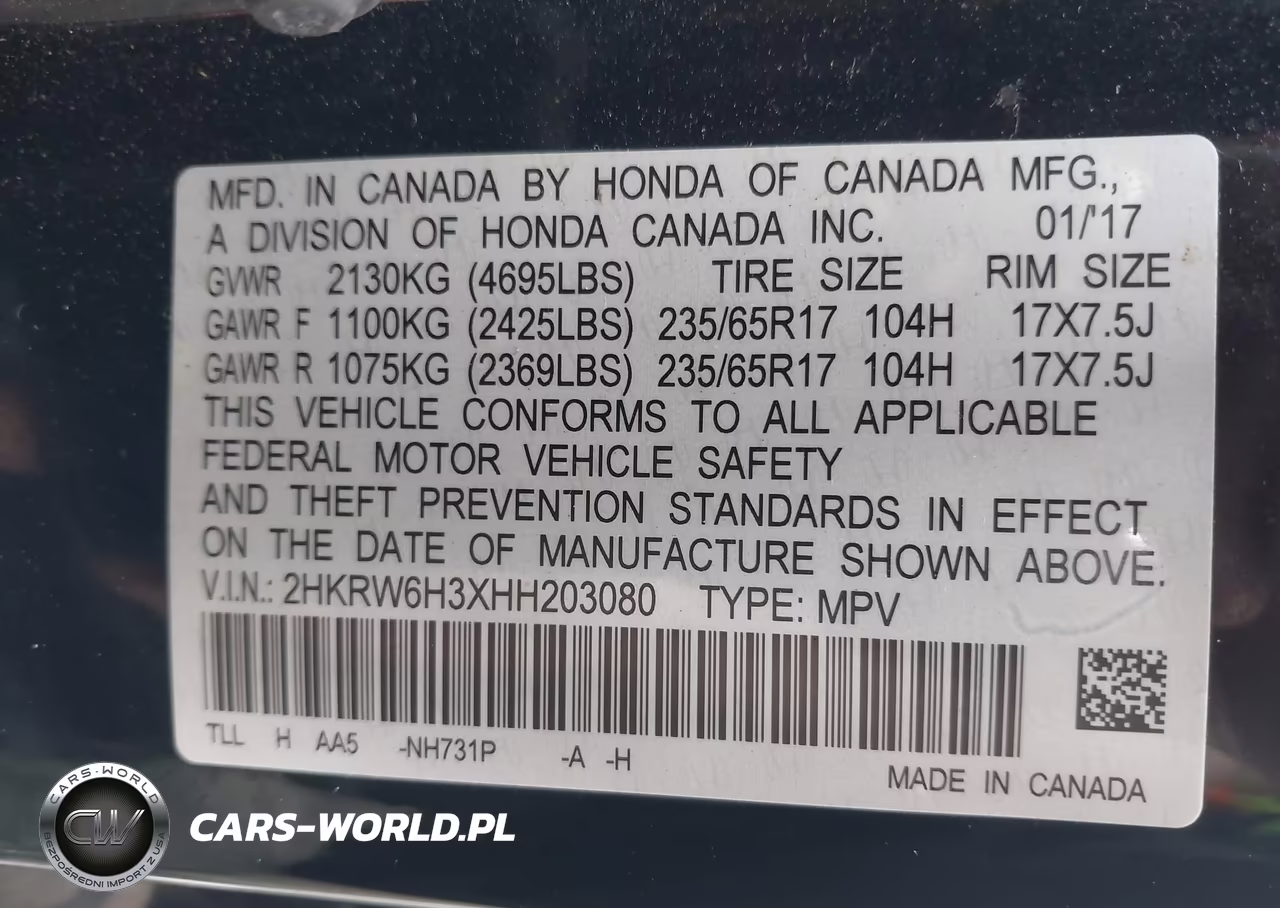 2017 Honda Cr-V Lx VIN:2HKRW6H3XHH203080 - 9
