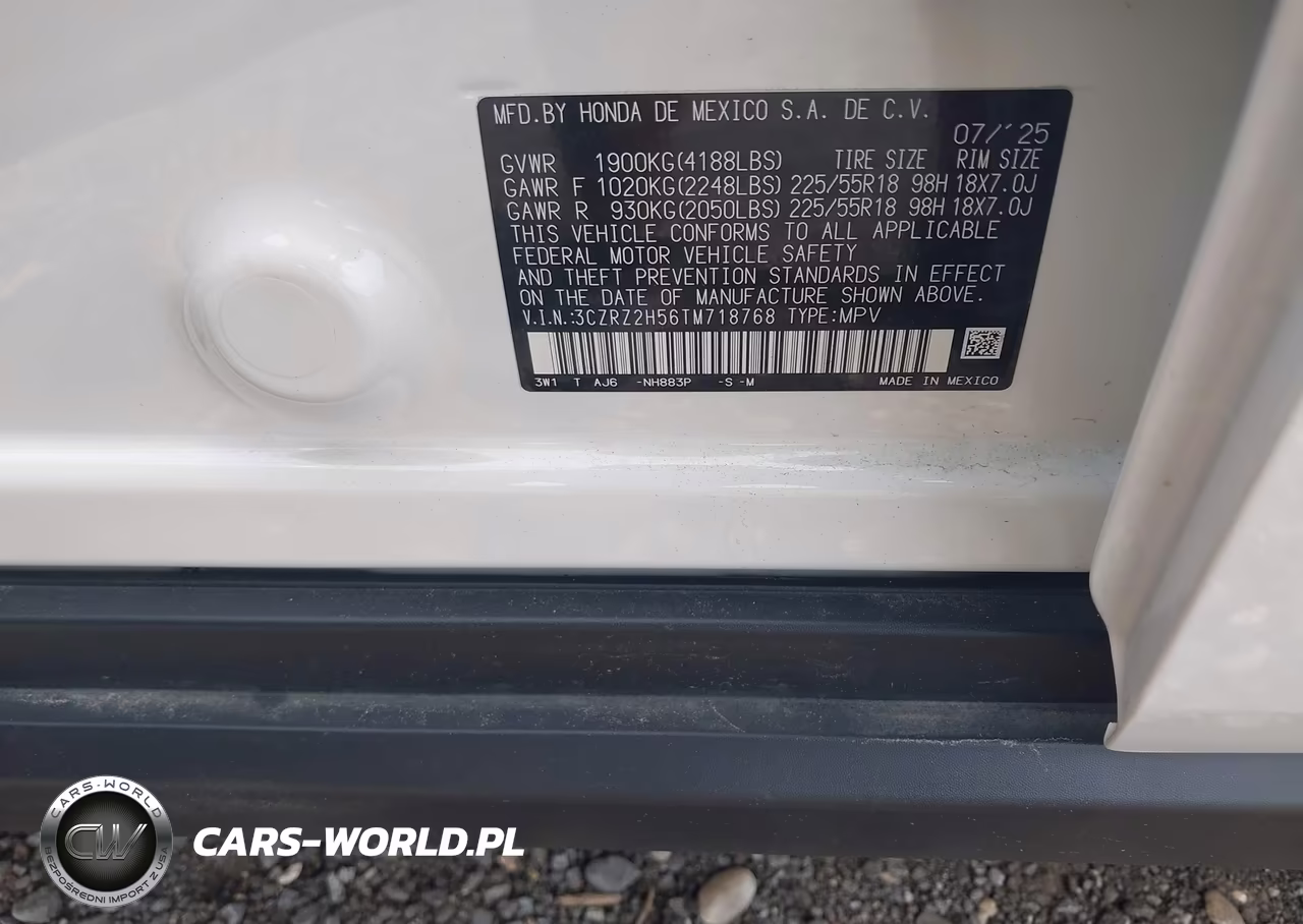 2026 Honda Hr-V Awd Sport VIN:3CZRZ2H56TM718768 - 9