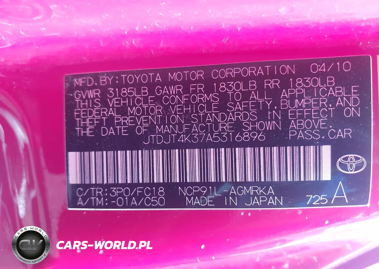 2010 Toyota Yaris VIN:JTDJT4K37A5316896 - 9