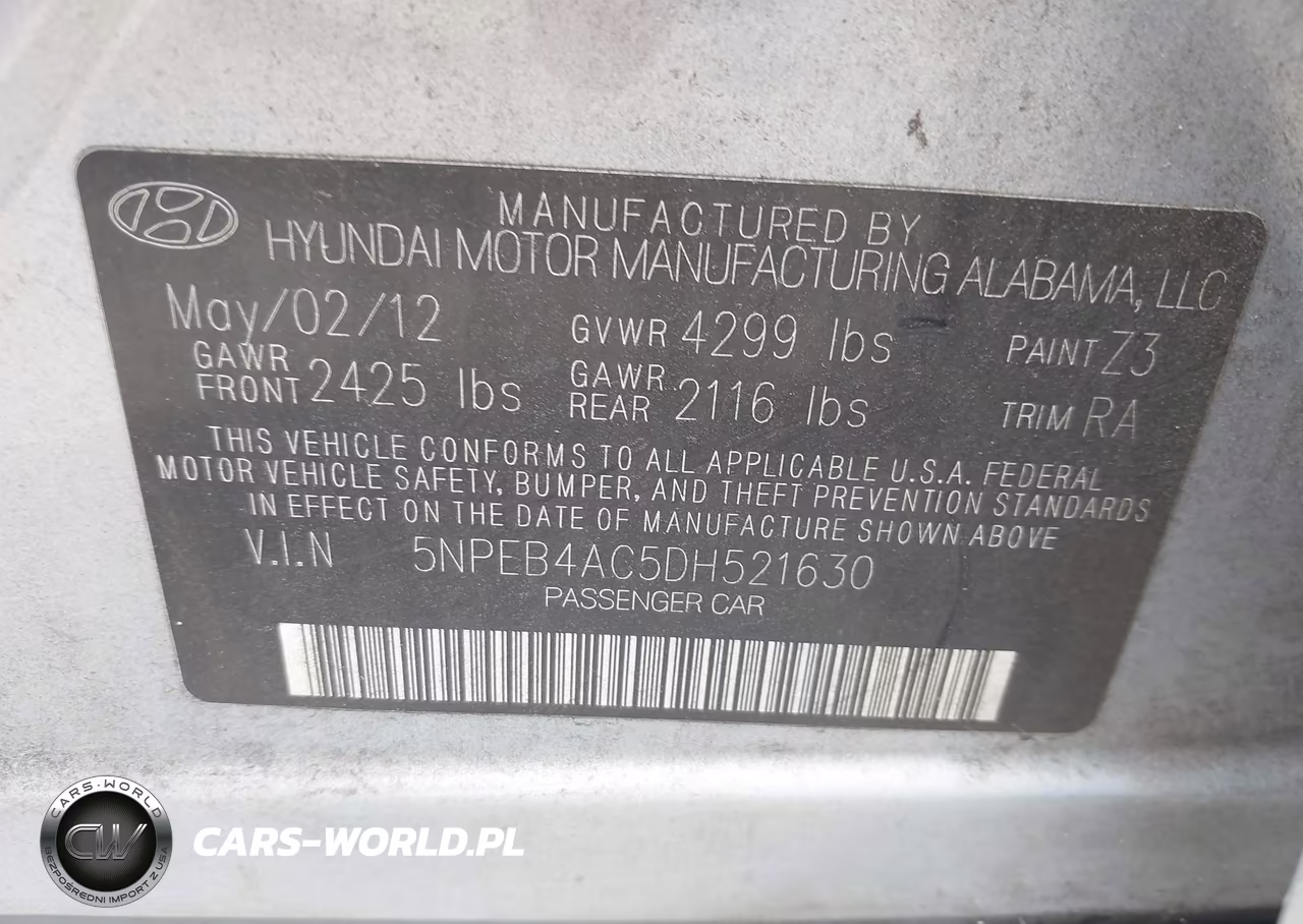 2013 Hyundai Sonata Gls VIN:5NPEB4AC5DH521630 - 9