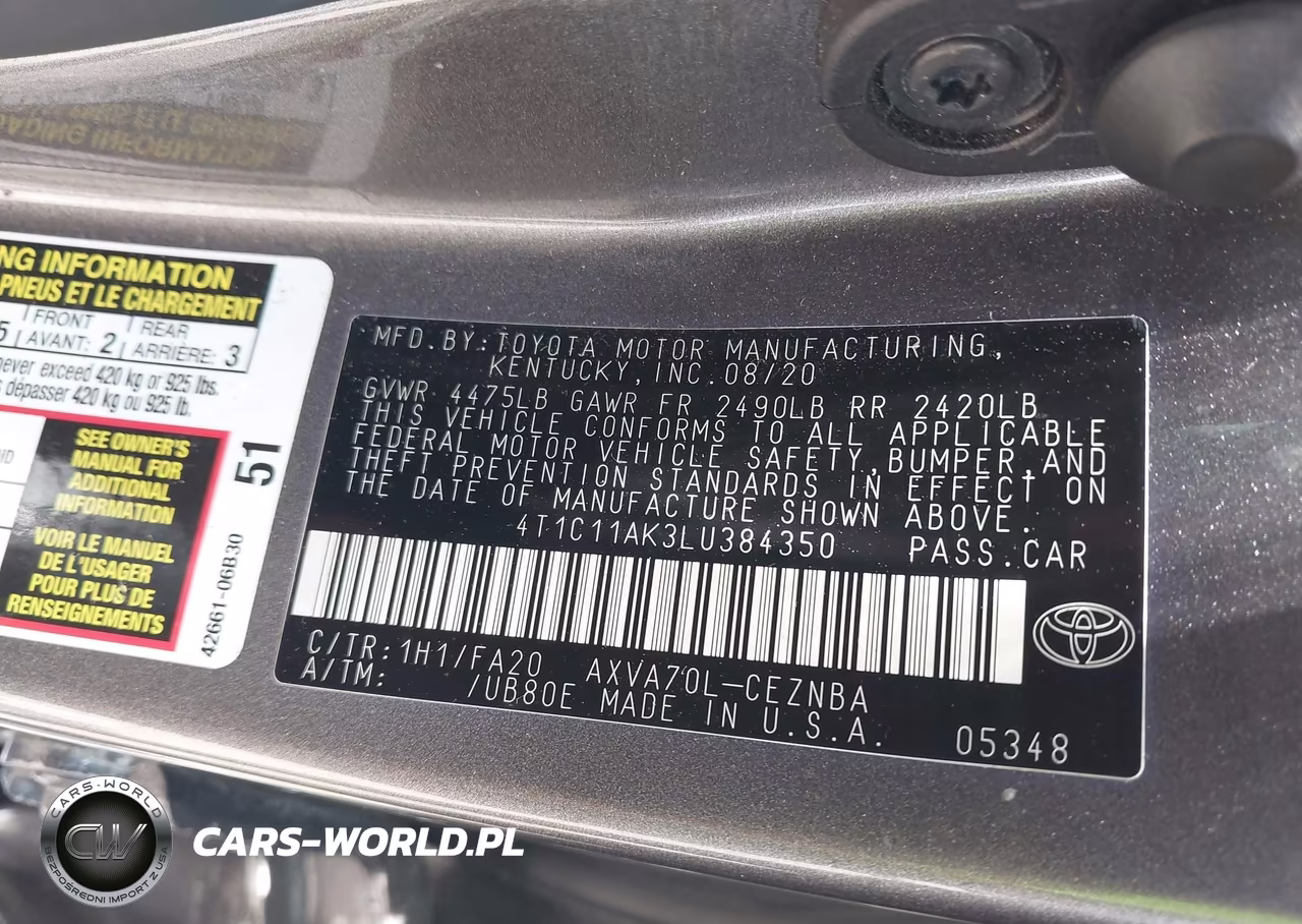 2020 Toyota Camry Le VIN:4T1C11AK3LU384350 - 9