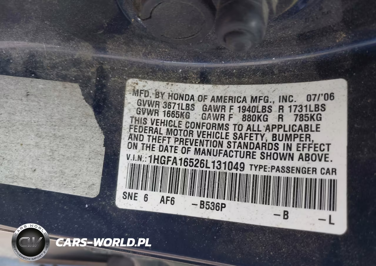 2006 Honda Civic Lx VIN:1HGFA16526L131049 - 9
