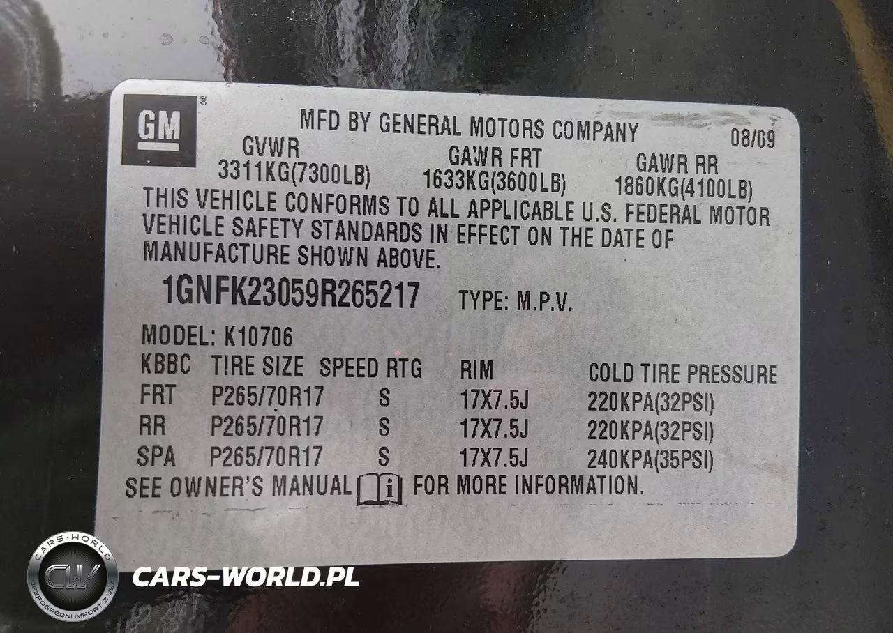 2009 Chevrolet Tahoe Lt2 VIN:1GNFK23059R265217 - 9