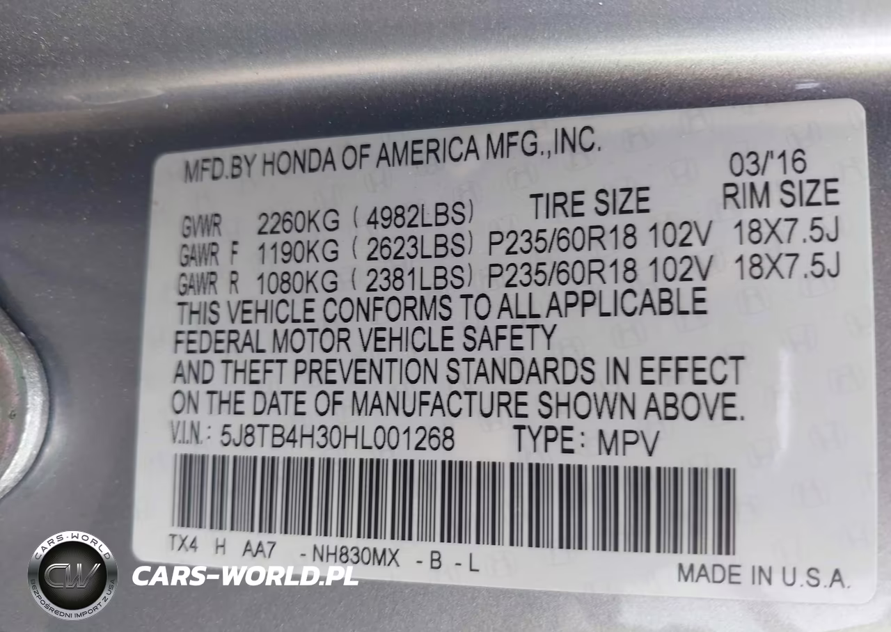 2017 Acura Rdx Acurawatch Plus Package VIN:5J8TB4H30HL001268 - 9