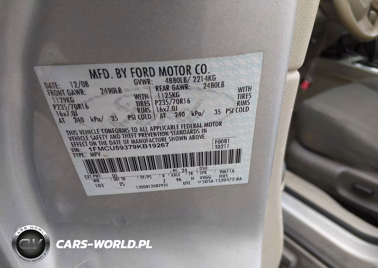 2009 Ford Escape Hybrid Limited VIN:1FMCU59379KB19267 - 9