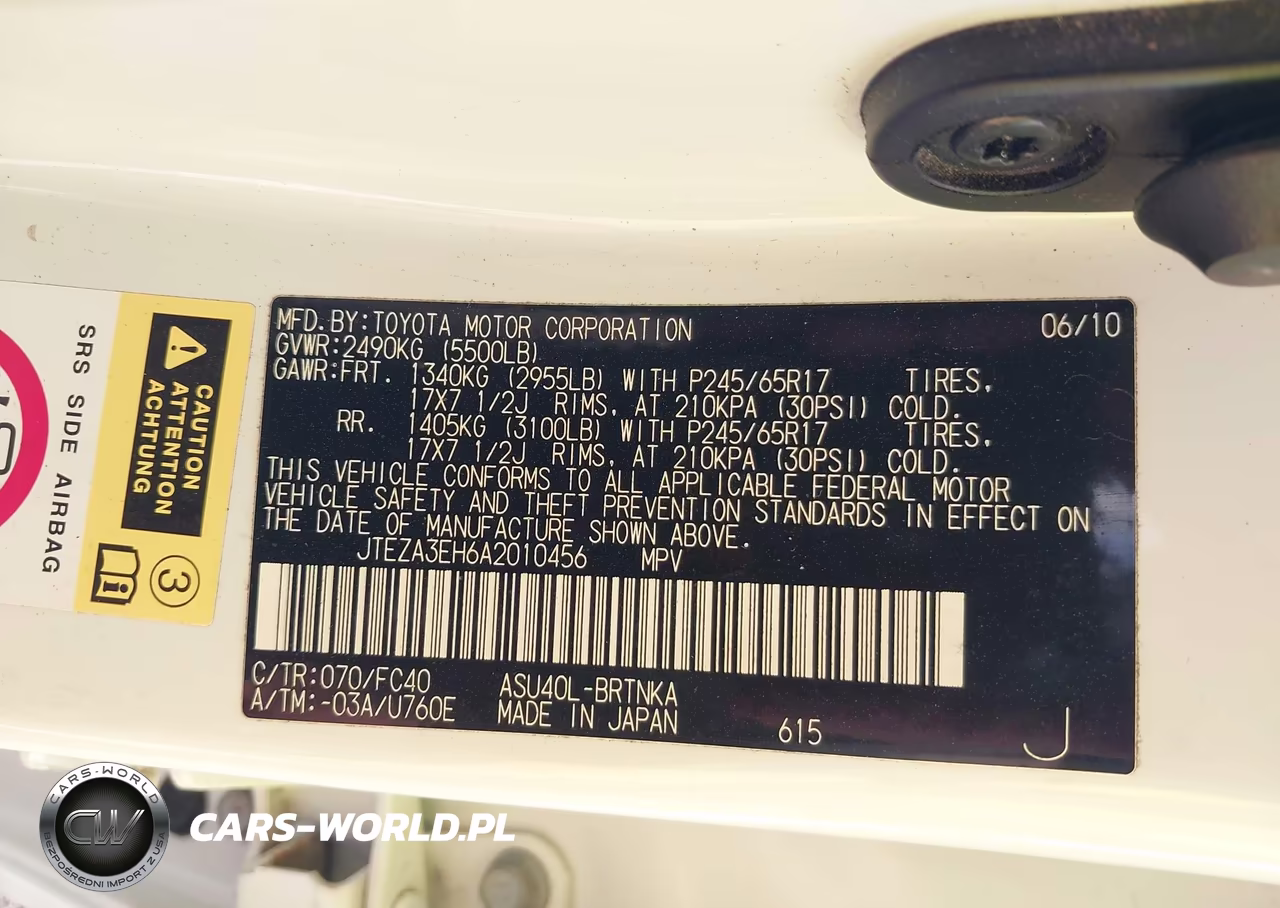 2010 Toyota Highlander VIN:JTEZA3EH6A2010456 - 9