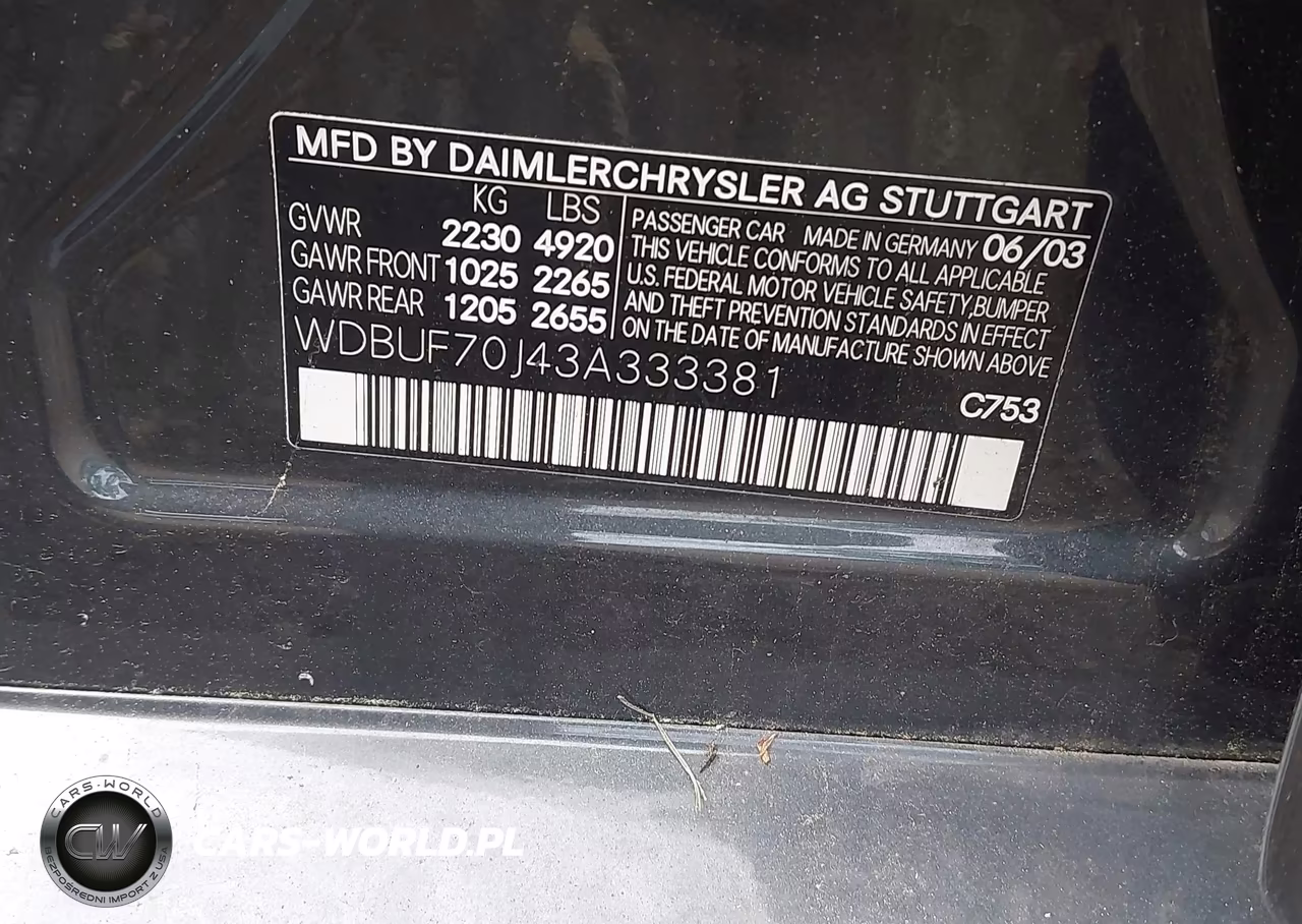 2003 Mercedes-Benz E 500 VIN:WDBUF70J43A333381 - 9