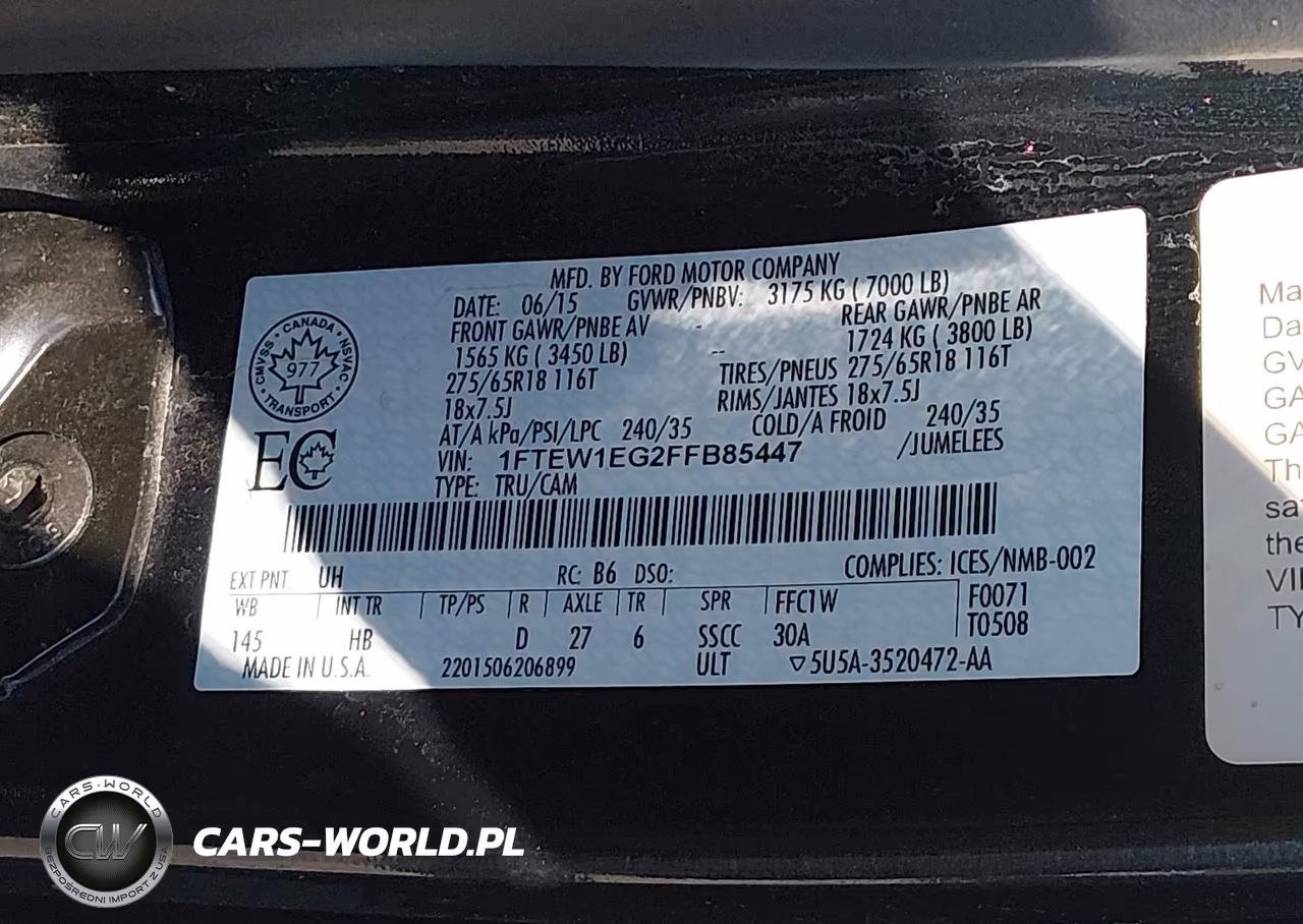 2015 Ford F-150 Lariat VIN:1FTEW1EG2FFB85447 - 9