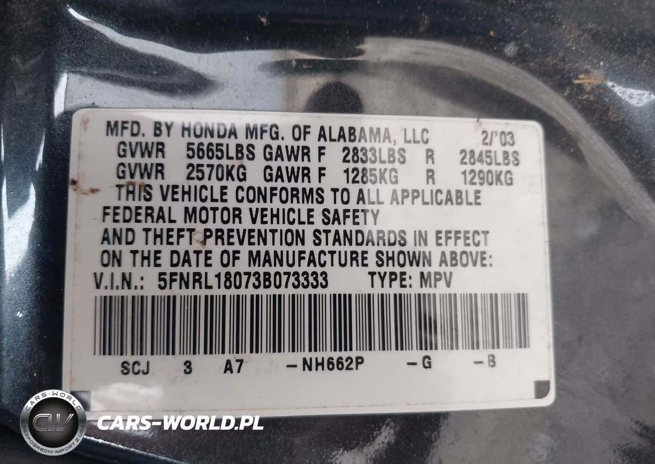 2003 Honda Odyssey Ex-L VIN:5FNRL18073B073333 - 9