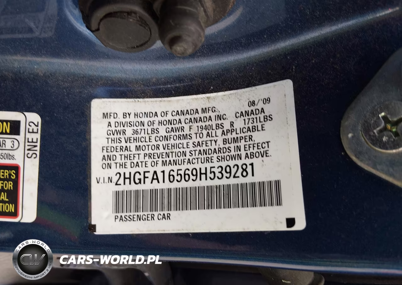 2009 Honda Civic Lx VIN:2HGFA16569H539281 - 9