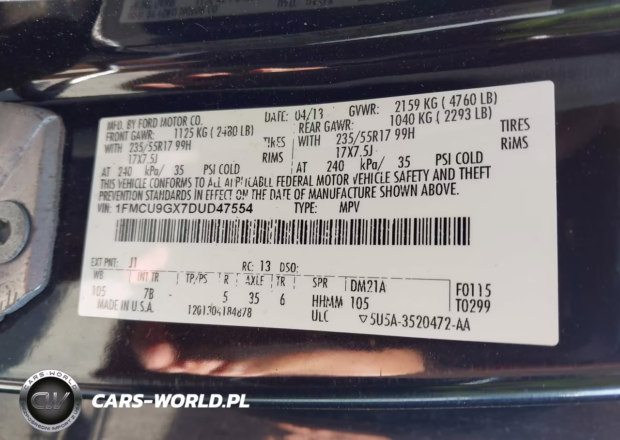 2013 Ford Escape Se VIN:1FMCU9GX7DUD47554 - 9