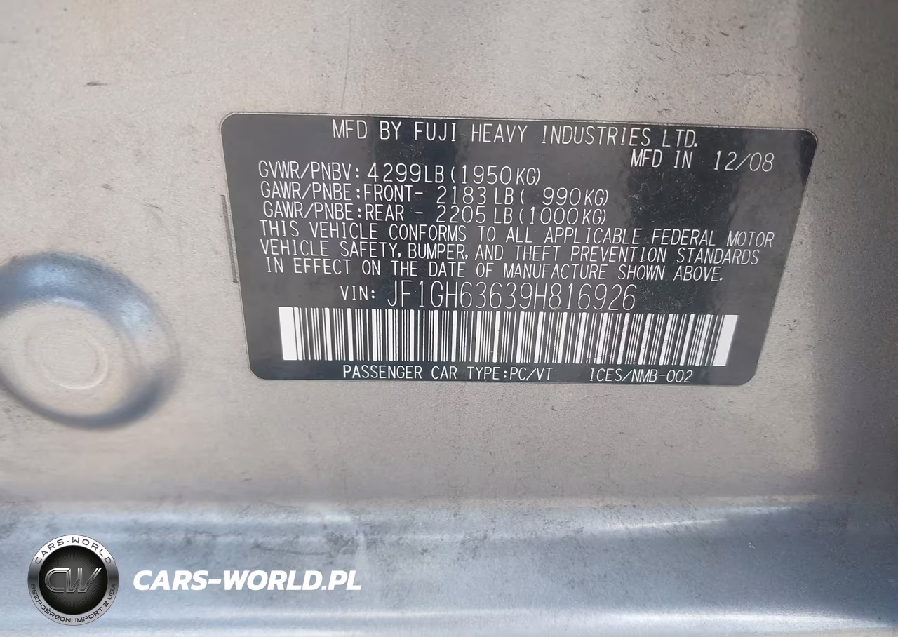 2009 Subaru Impreza Outback Sport VIN:JF1GH63639H816926 - 9