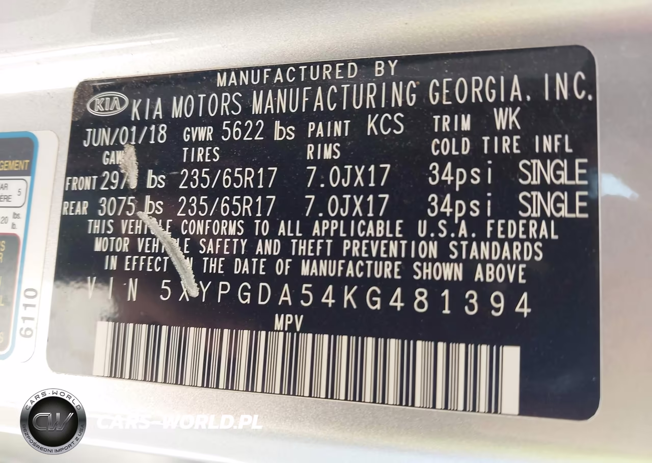2019 Kia Sorento 3.3L Lx VIN:5XYPGDA54KG481394 - 9