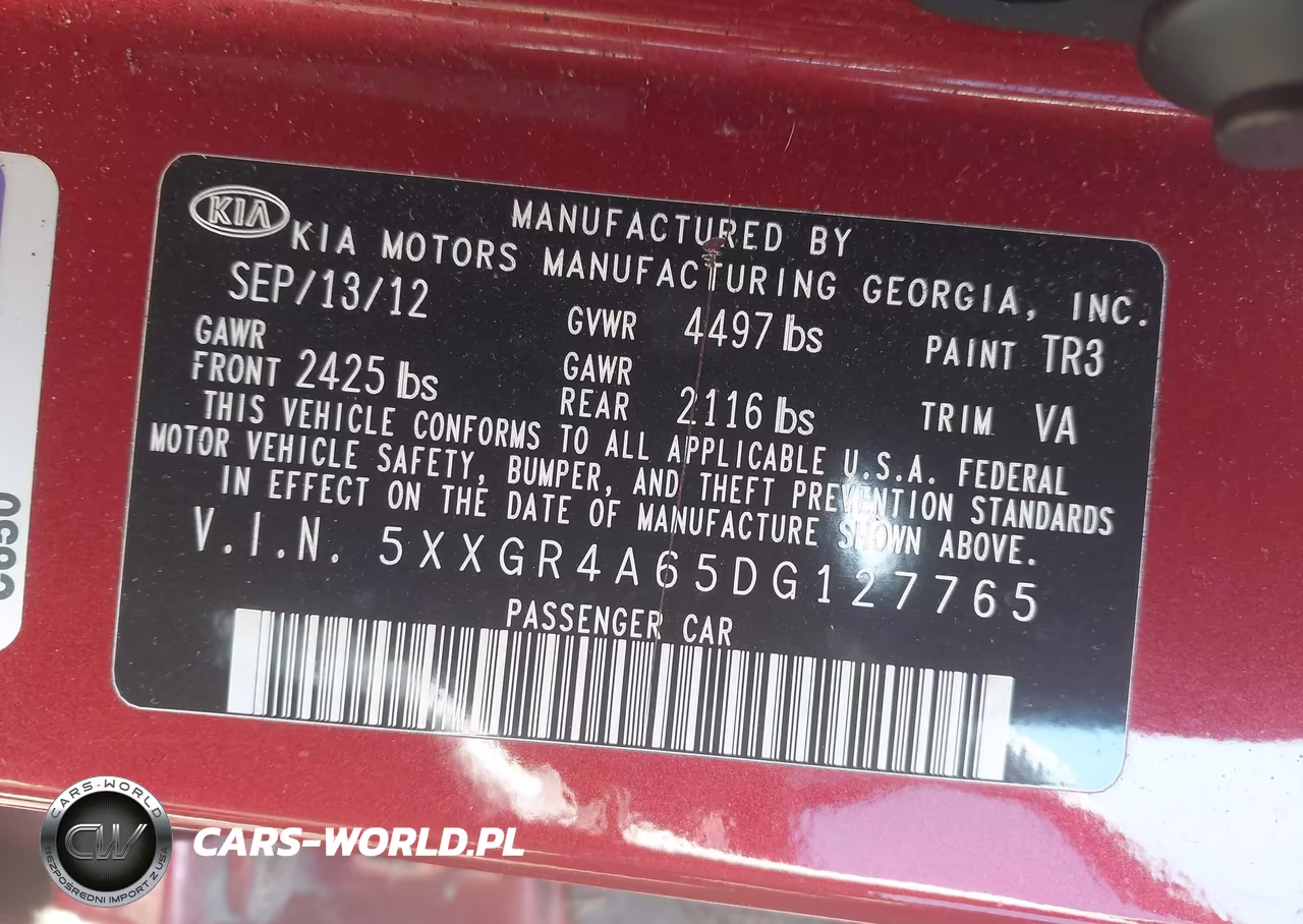 2013 Kia Optima Sx VIN:5XXGR4A65DG127765 - 9