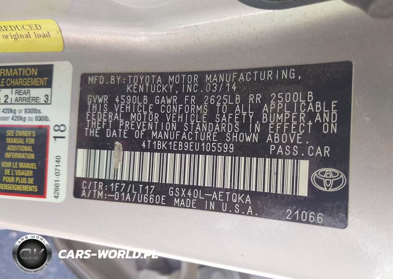 2014 Toyota Avalon Xle Touring VIN:4T1BK1EB9EU105599 - 9