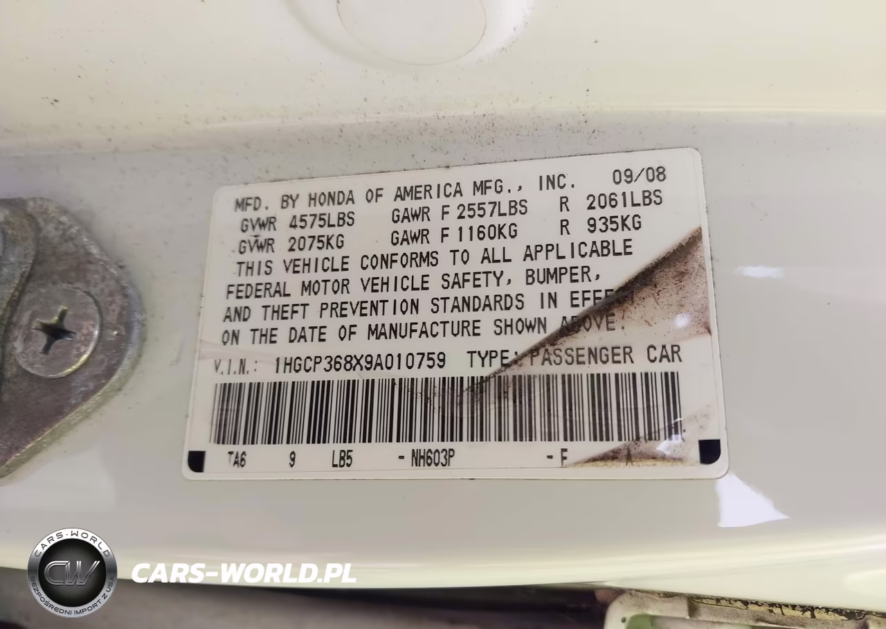 2009 Honda Accord 3.5 Ex-L VIN:1HGCP368X9A010759 - 9