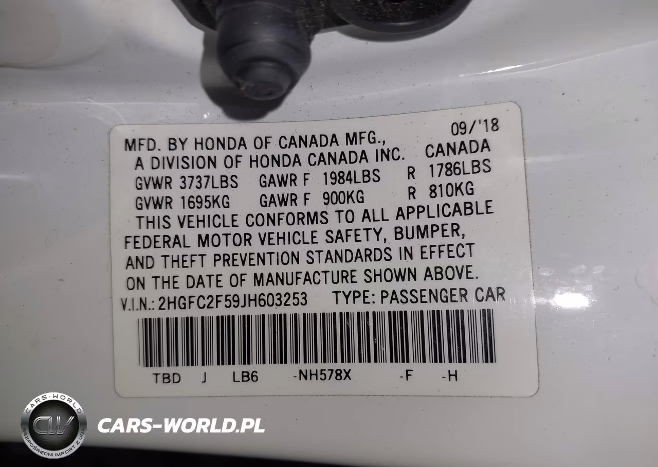 2018 Honda Civic Lx VIN:2HGFC2F59JH603253 - 9