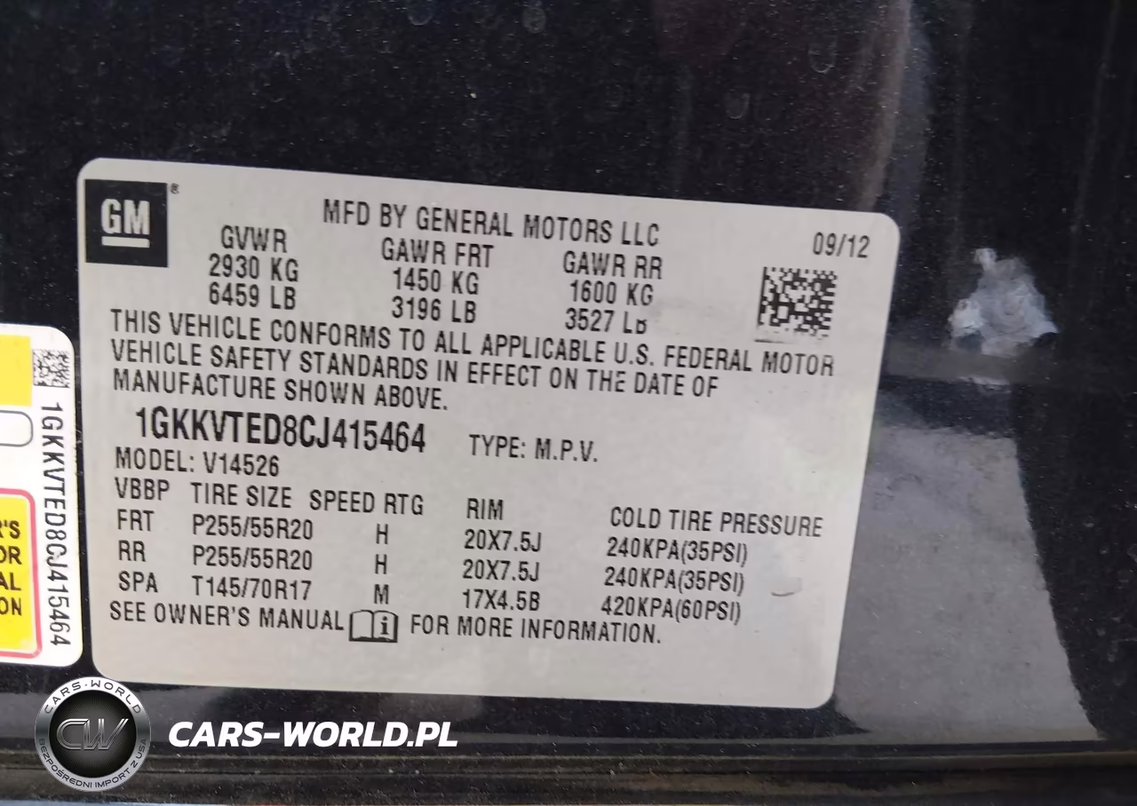 2012 GMC Acadia Denali VIN:1GKKVTED8CJ415464 - 9