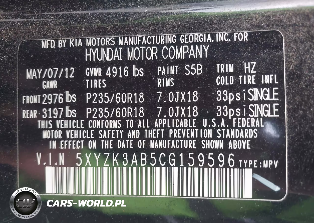 2012 Hyundai Santa Fe Limited VIN:5XYZK3AB5CG159596 - 9