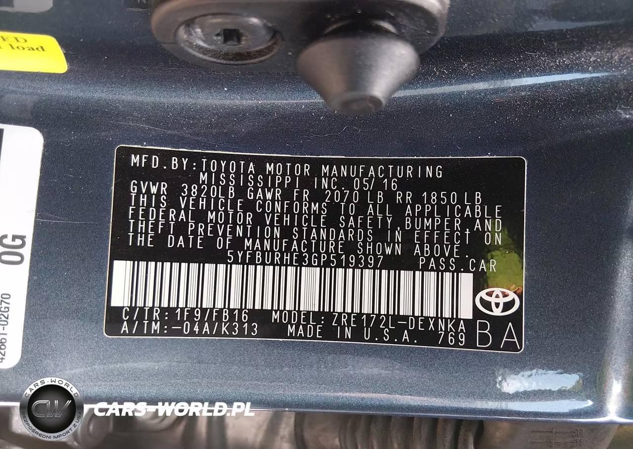 2016 Toyota Corolla Le VIN:5YFBURHE3GP519397 - 9