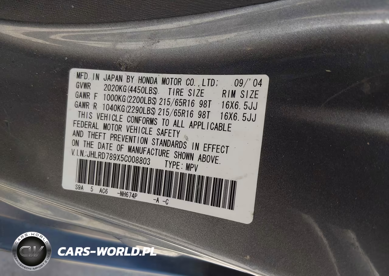 2005 Honda Cr-V Se VIN:JHLRD789X5C008803 - 9