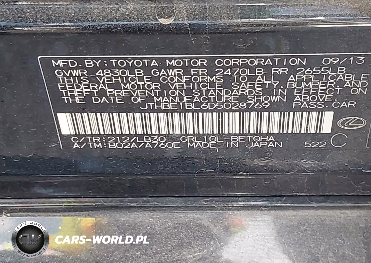 2013 Lexus Gs 350 VIN:JTHBE1BL6D5028769 - 9