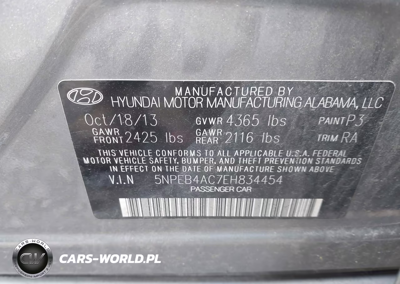2014 Hyundai Sonata Gls VIN:5NPEB4AC7EH834454 - 9