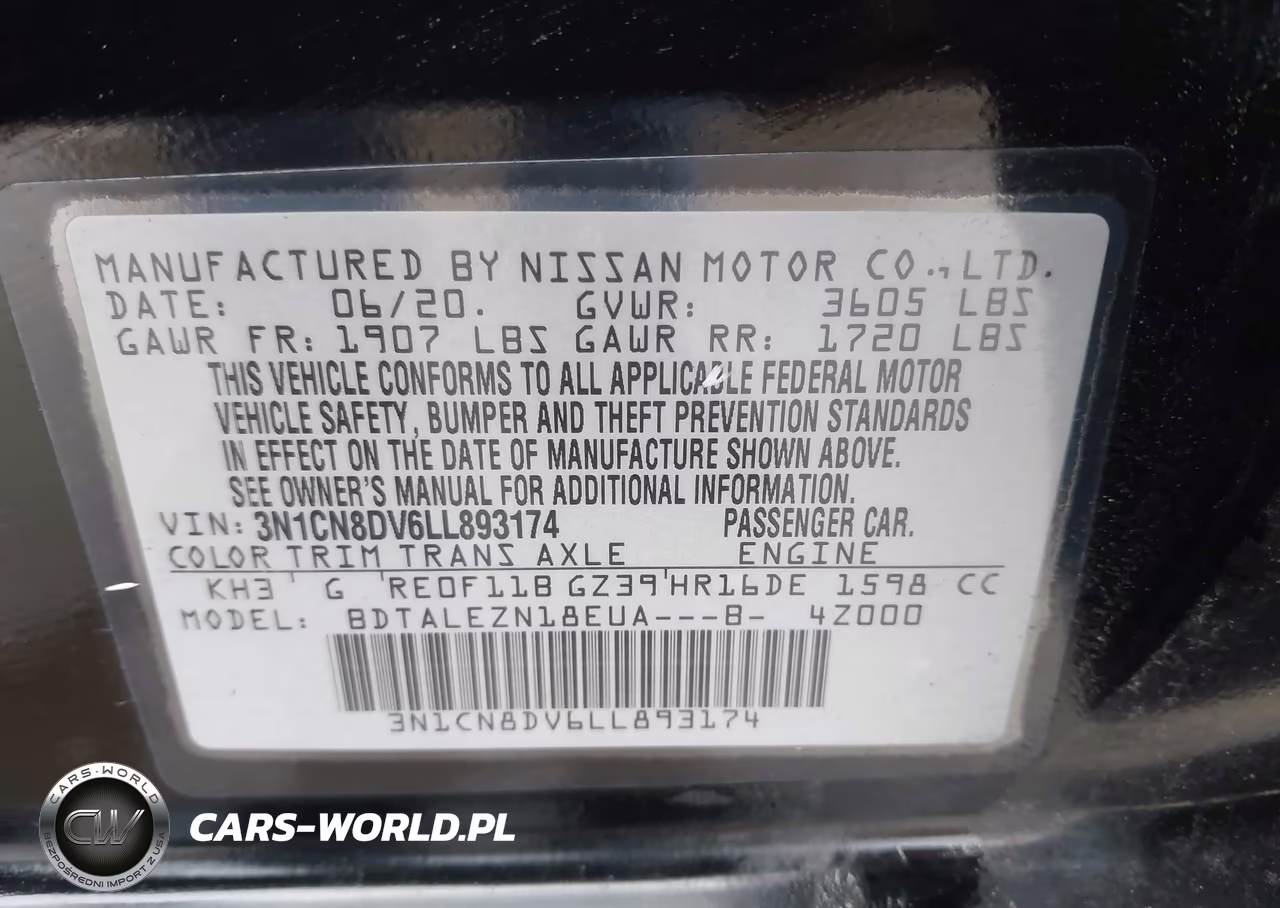 2020 Nissan Versa S Xtronic Cvt VIN:3N1CN8DV6LL893174 - 9