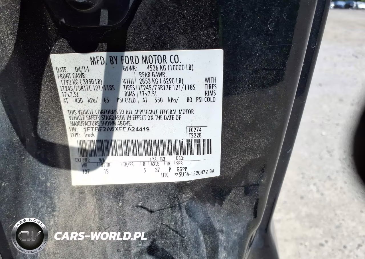 2015 Ford F-250 Xl VIN:1FTBF2A6XFEA24419 - 9