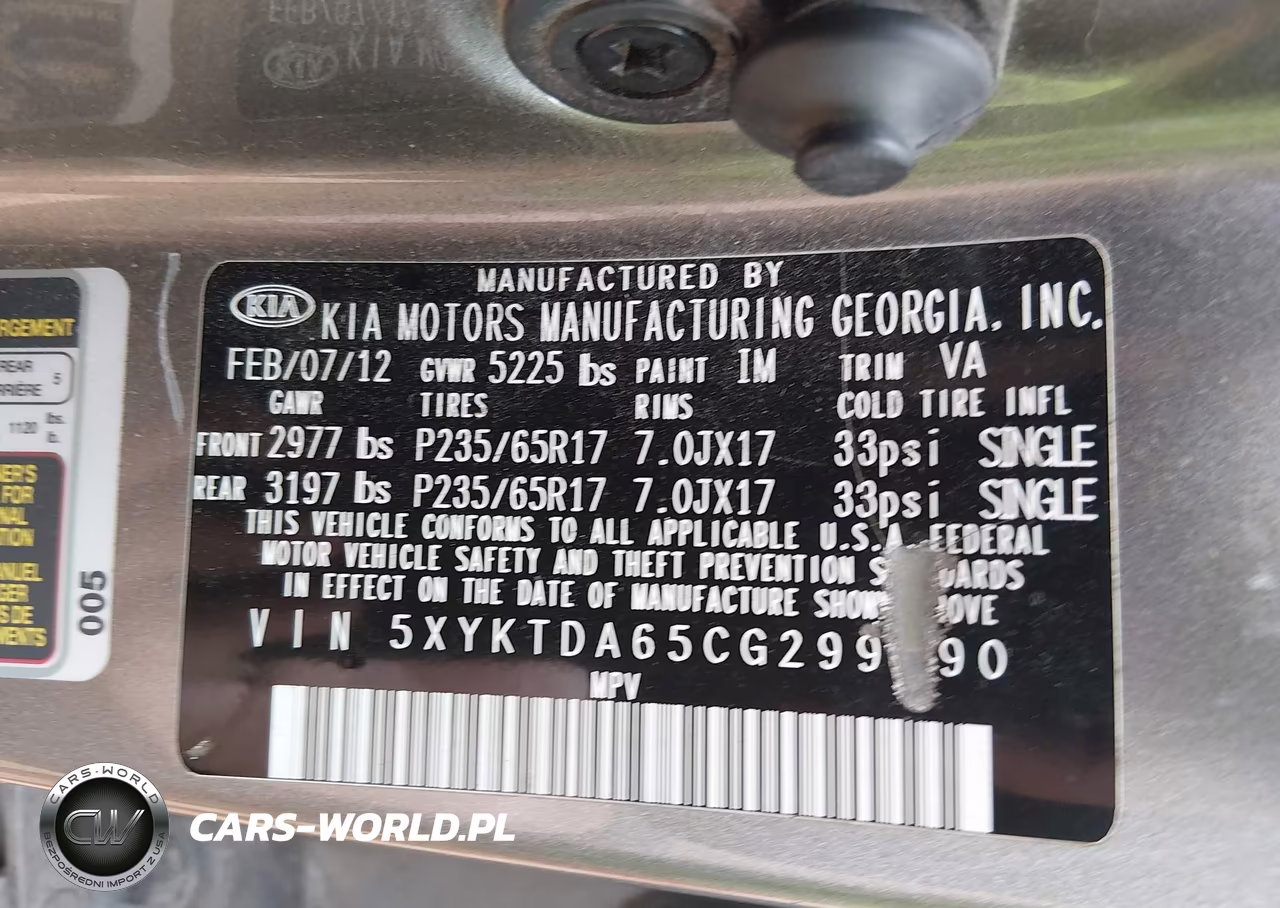 2012 Kia Sorento Lx VIN:5XYKTDA65CG299090 - 9