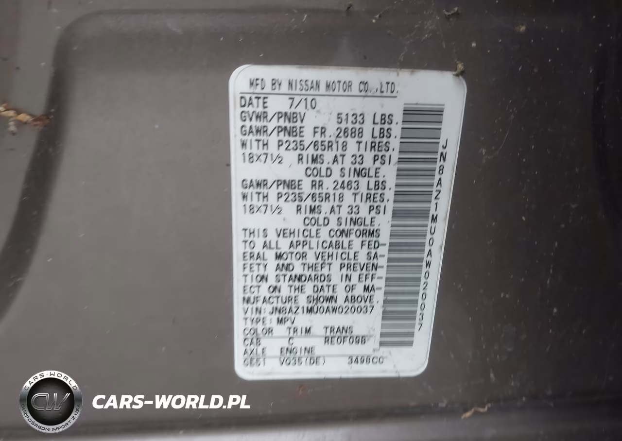 2010 Nissan Murano Sl VIN:JN8AZ1MU0AW020037 - 9