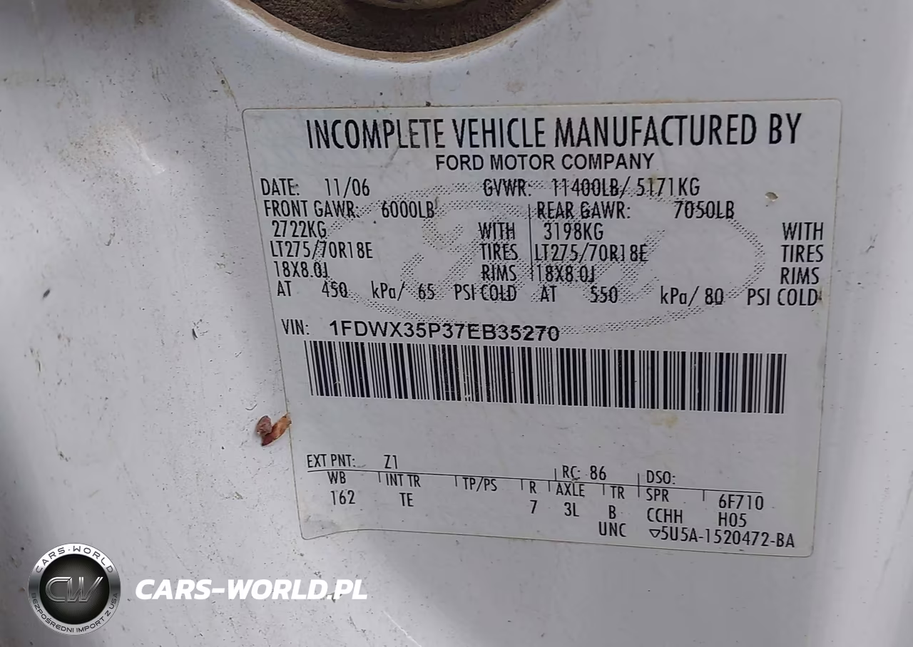 2007 Ford F-350 Chassis Lariat-Xl-Xlt VIN:1FDWX35P37EB35270 - 8