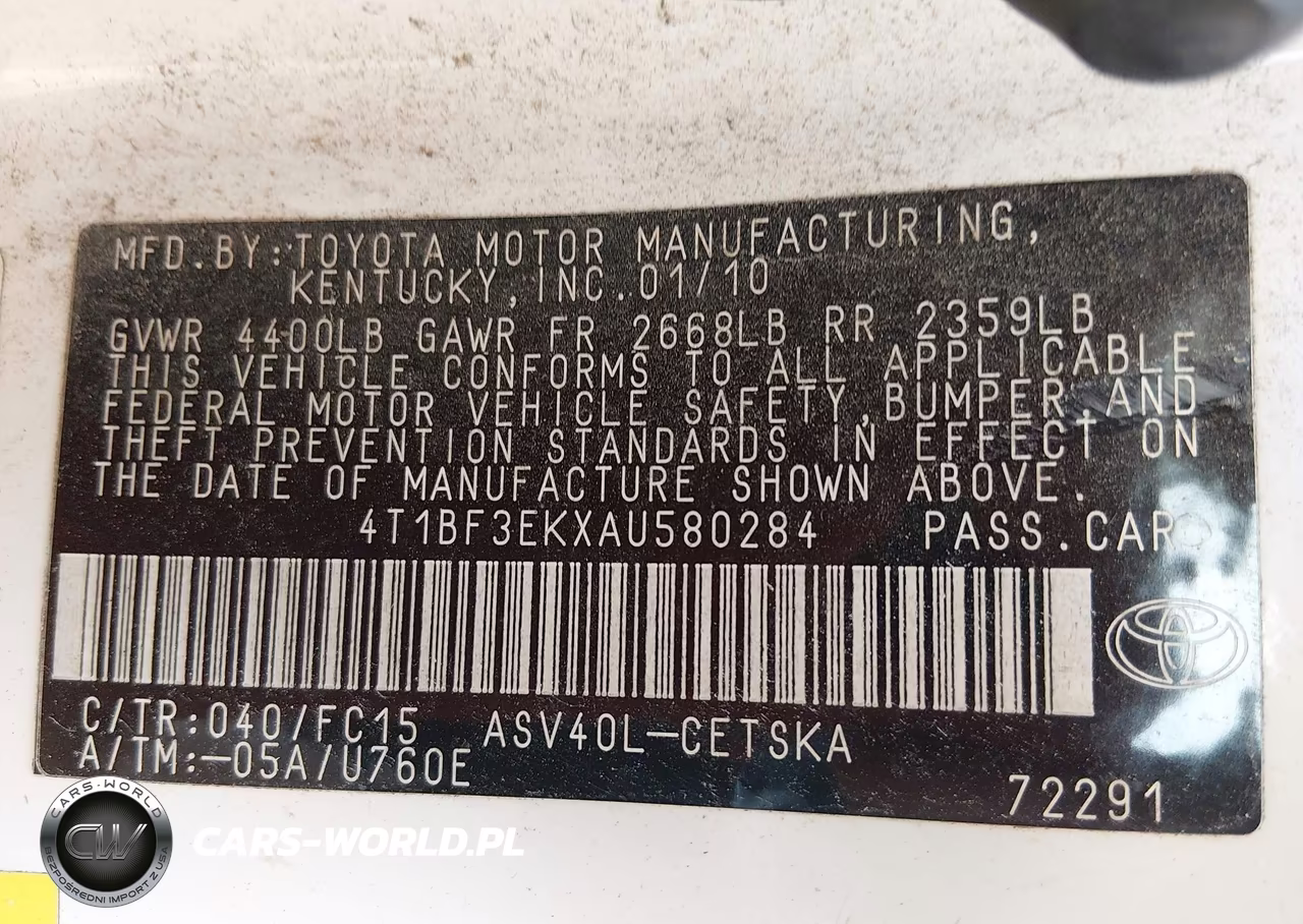 2010 Toyota Camry Se VIN:4T1BF3EKXAU580284 - 9