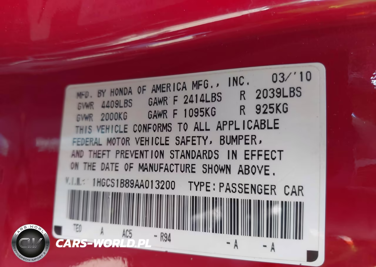 2010 Honda Accord 2.4 Ex-L VIN:1HGCS1B89AA013200 - 9