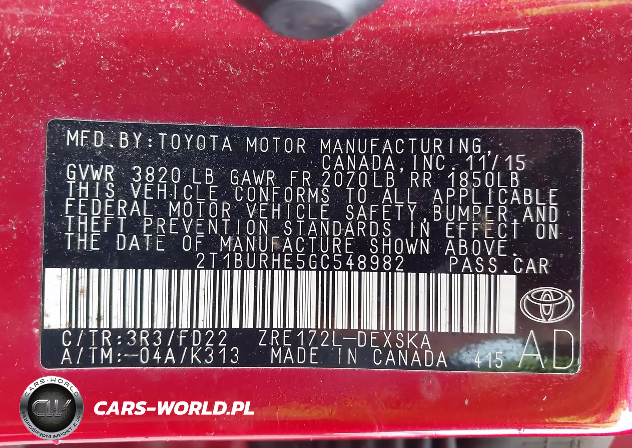 2016 Toyota Corolla S Plus VIN:2T1BURHE5GC548982 - 9