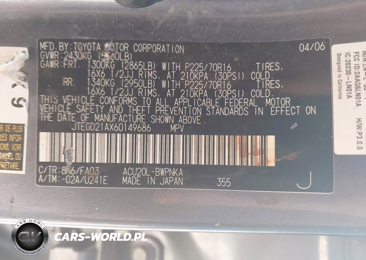 2006 Toyota Highlander VIN:JTEGD21AX60149686 - 9
