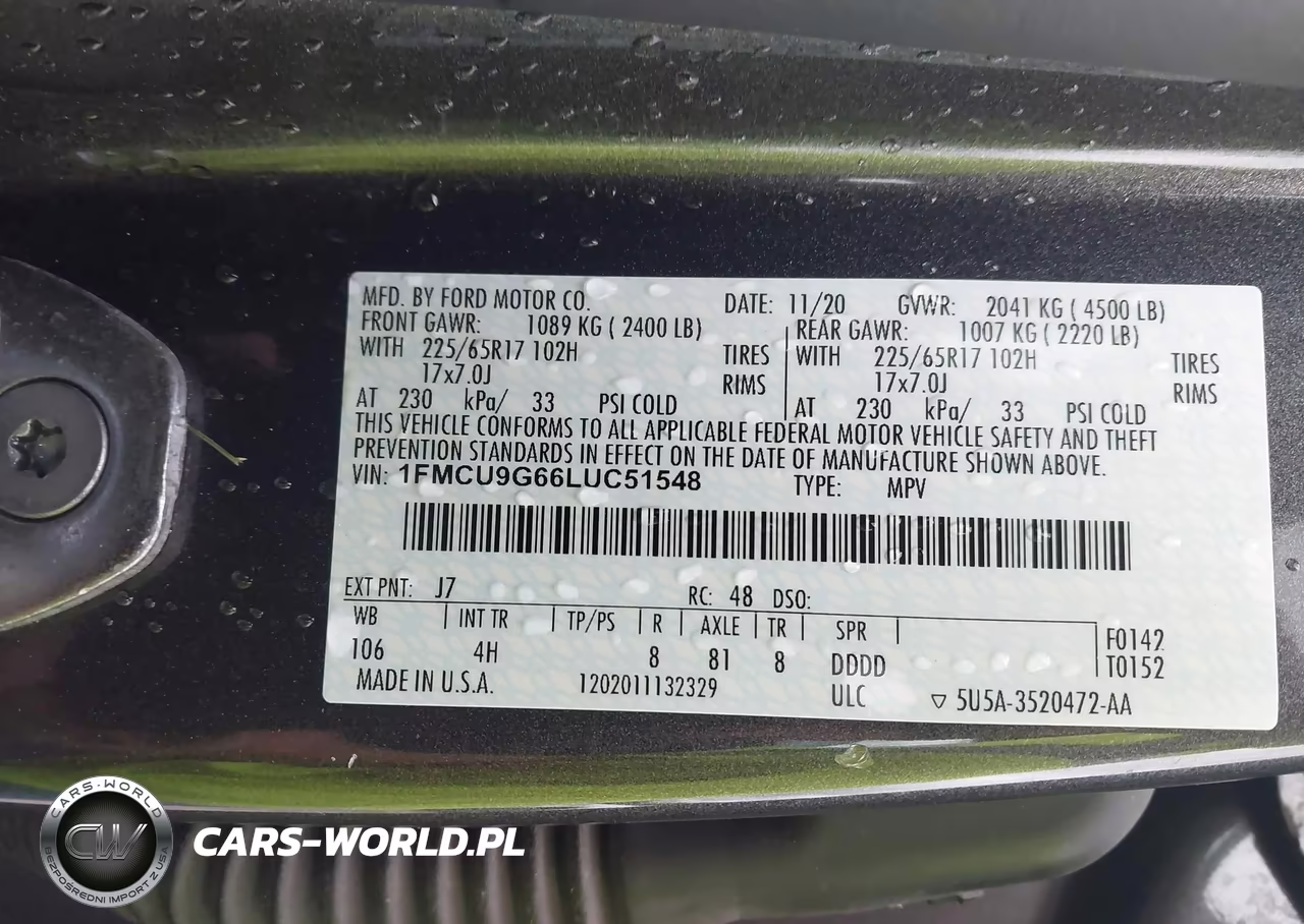 2020 Ford Escape Se VIN:1FMCU9G66LUC51548 - 9