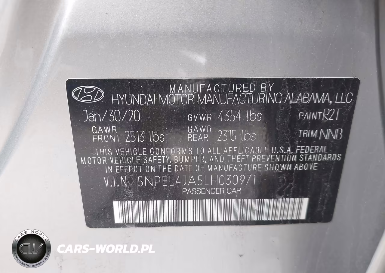 2020 Hyundai Sonata Sel VIN:5NPEL4JA5LH030971 - 9