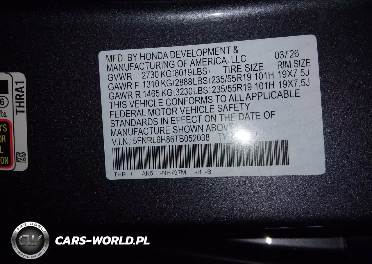 2026 Honda Odyssey Touring VIN:5FNRL6H86TB052038 - 9