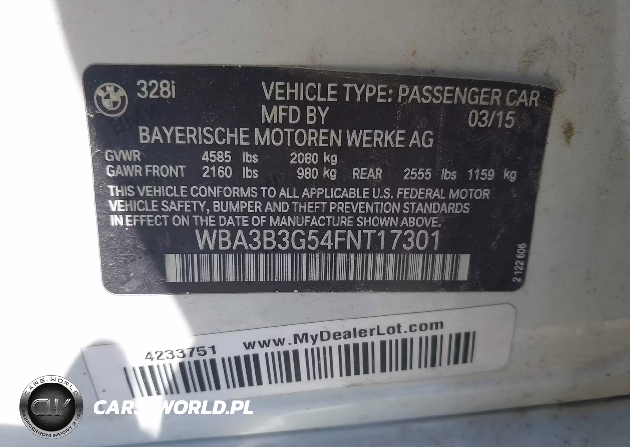2015 BMW 328I xDrive VIN:WBA3B3G54FNT17301 - 9