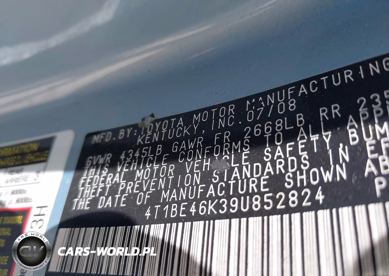 2009 Toyota Camry Le VIN:4T1BE46K39U852824 - 9