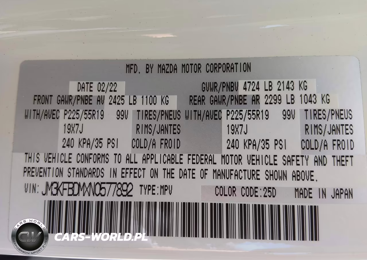 2022 Mazda Cx-5 2.5 S Premium VIN:JM3KFBDMXN0577892 - 9